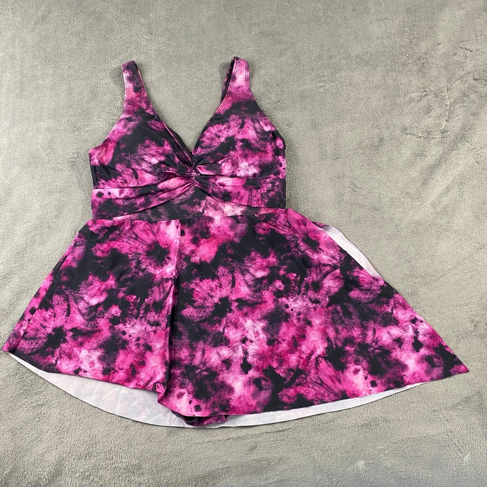 Torrid Swim Dress 0 Wireless Short Asymmetrical‎ Twist Front With Brief